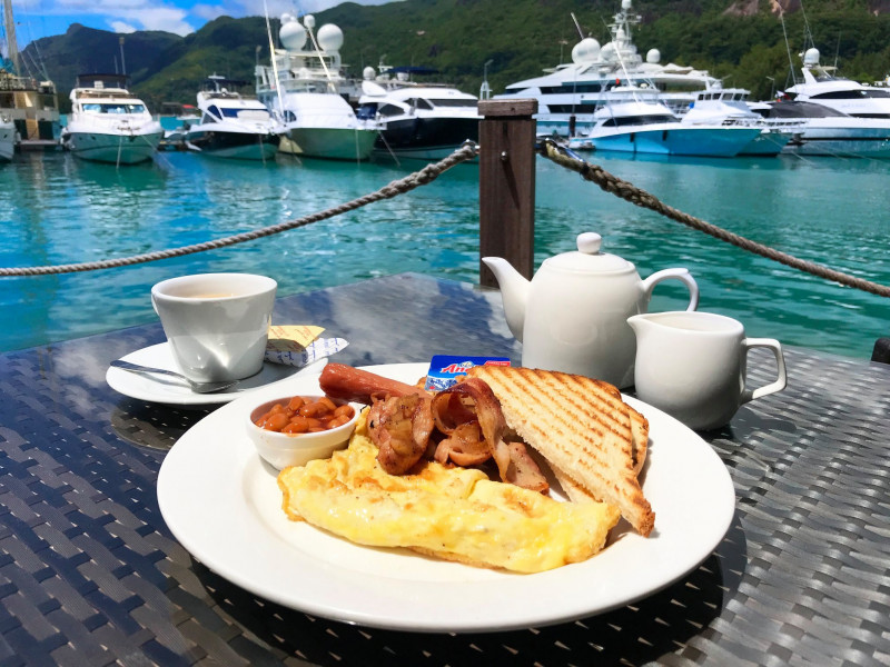 Waterfront breakfast at The Boardwalk Seychelles